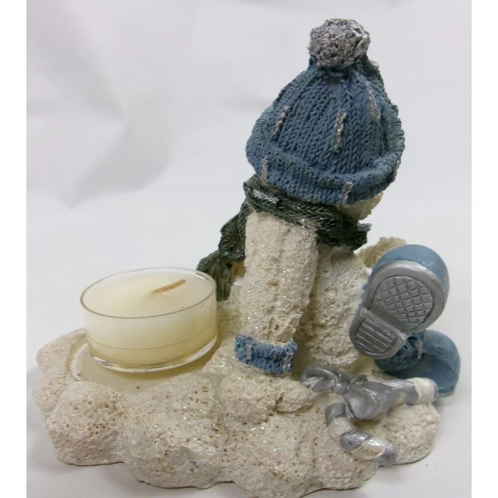Kirkland's Holiday Snowman Tealight Candle Holder Christmas with Box Vintage